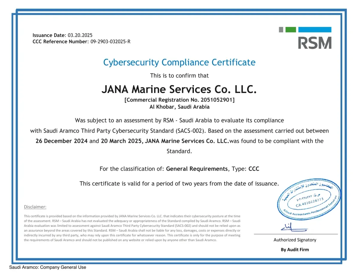 Cybersecurity Compliance Certificate