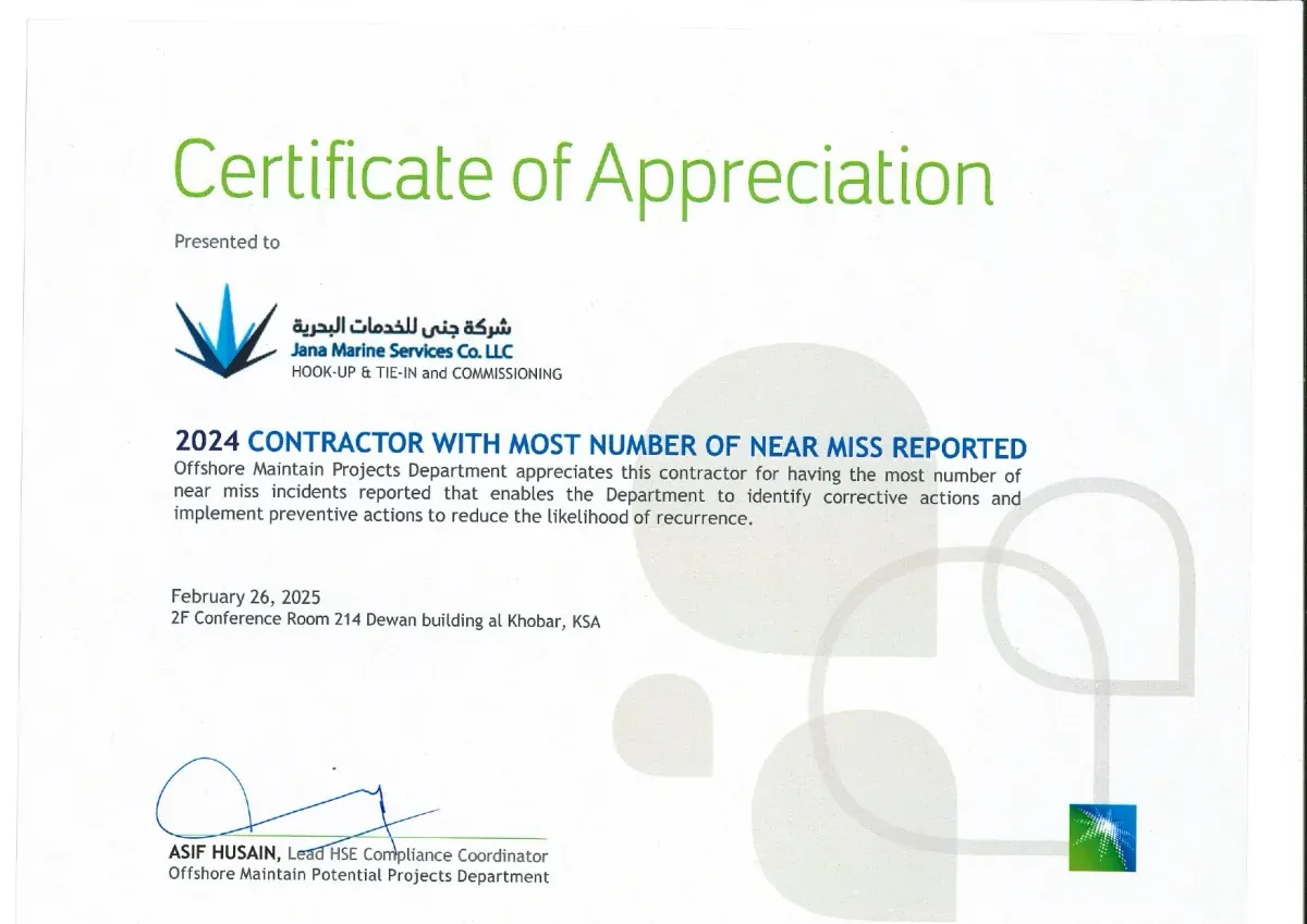 2024 Contractor With Most Number of Near Miss Reported