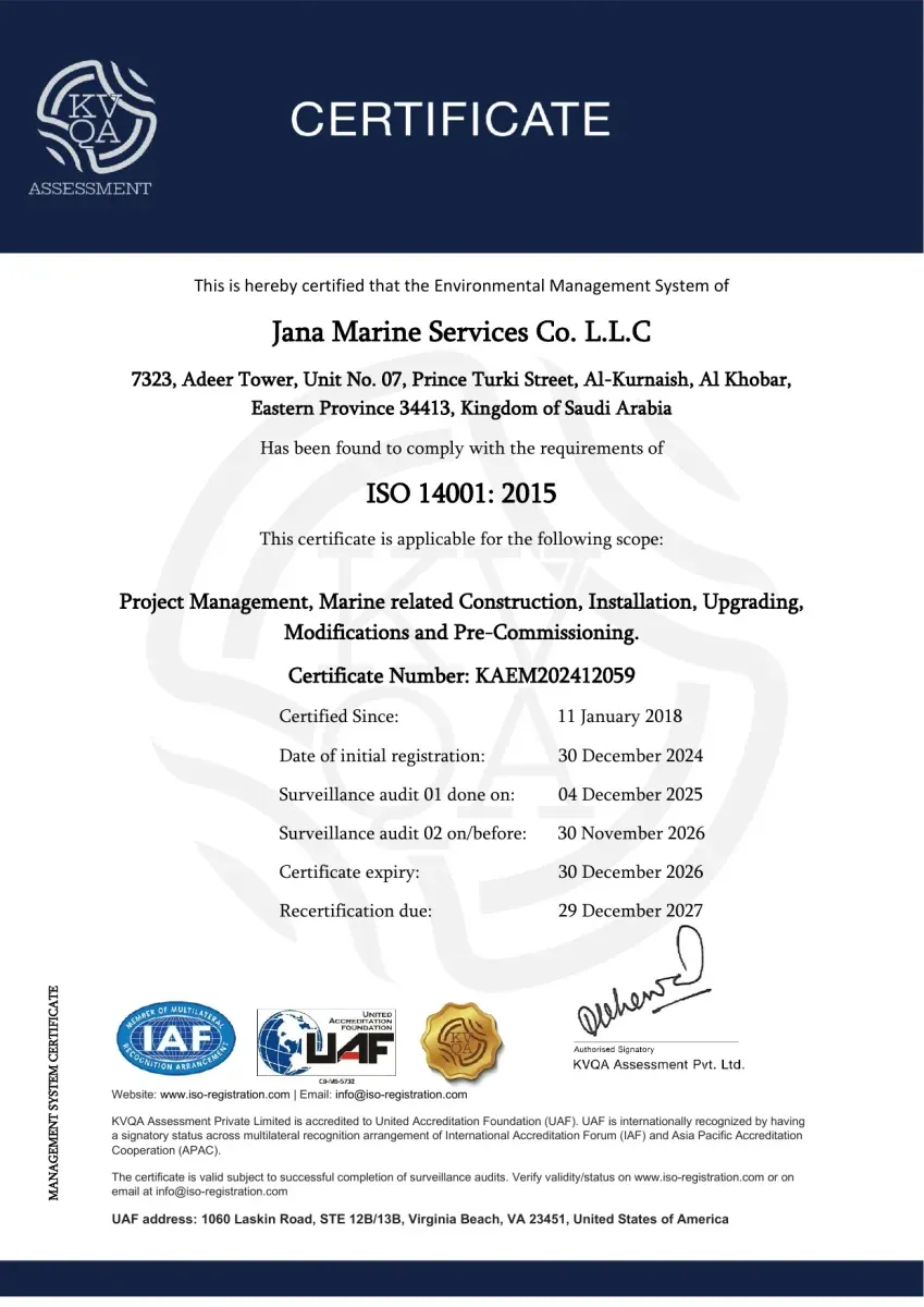 ISO 14001:2015 EMS – Construction Division