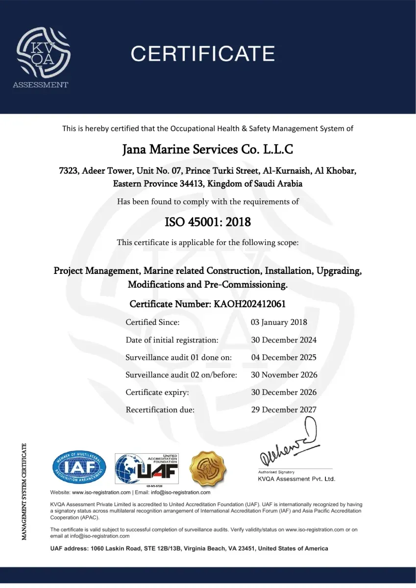 ISO 45001:2018 OHSE – Construction Division