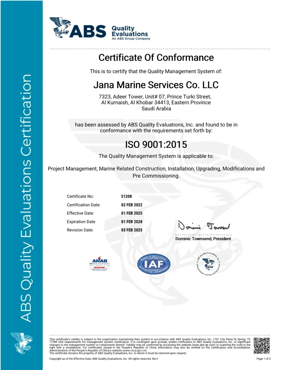 ISO 9001:2015 QMS – Construction Division